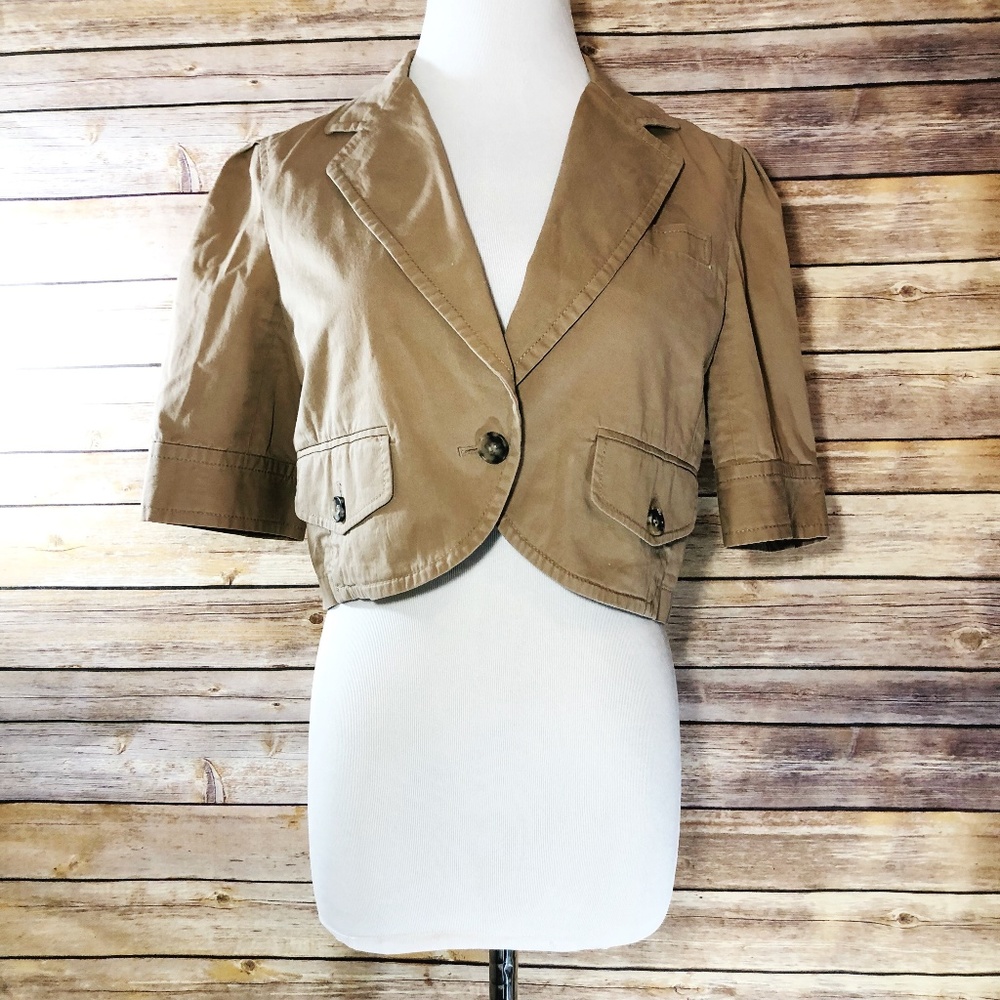 Theory Camel Brown Lelaini Cropped Blazer Jacket